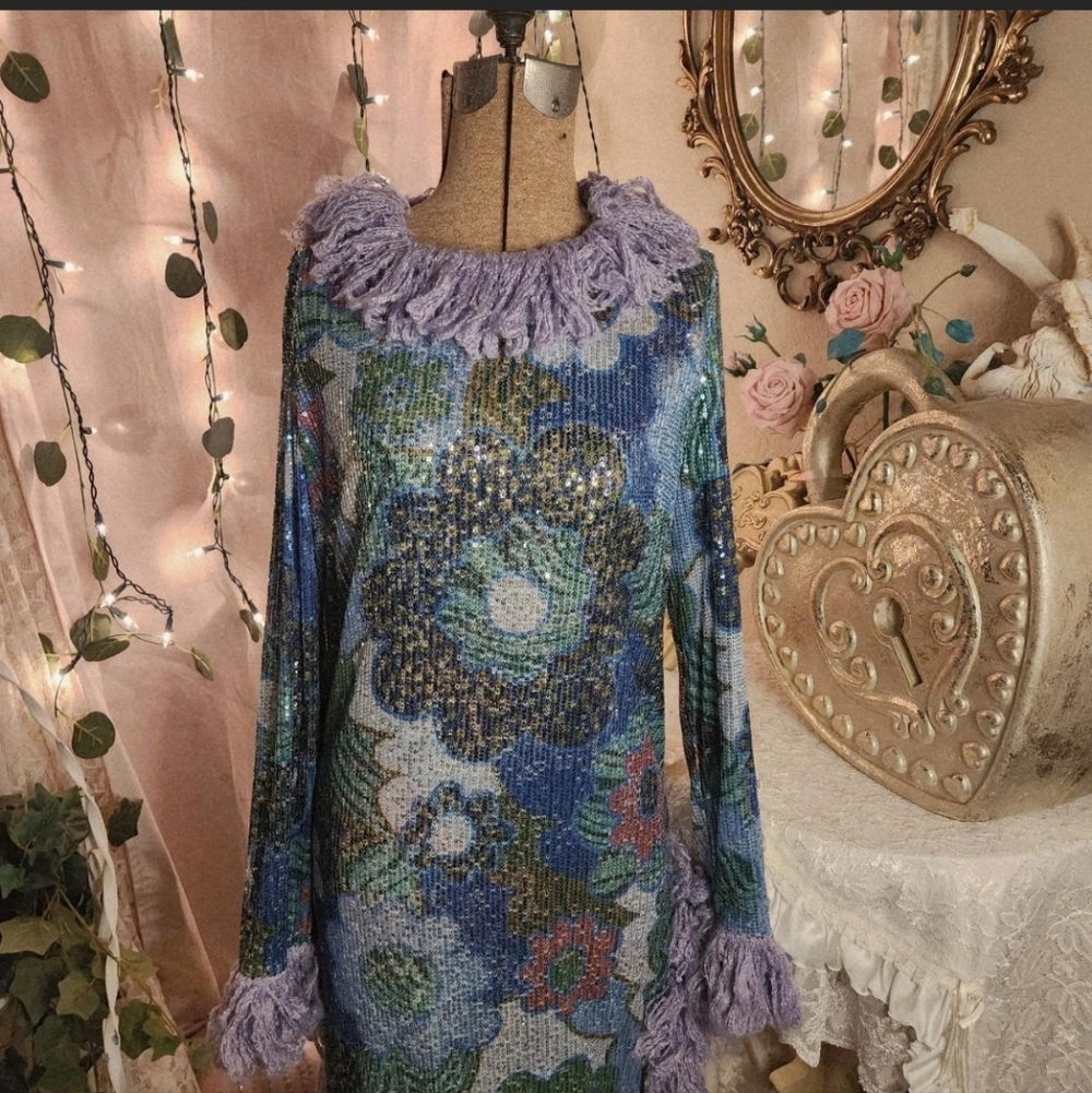♡ ️rare celia b whimsical fringe sequin dress ♡ - Picture 2 of 7
